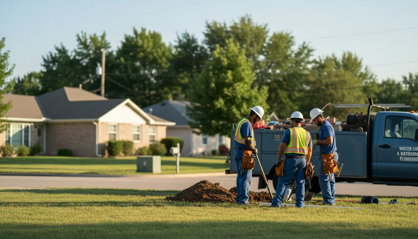 Residential water line and bathroom plumbing service in Deputy, IN